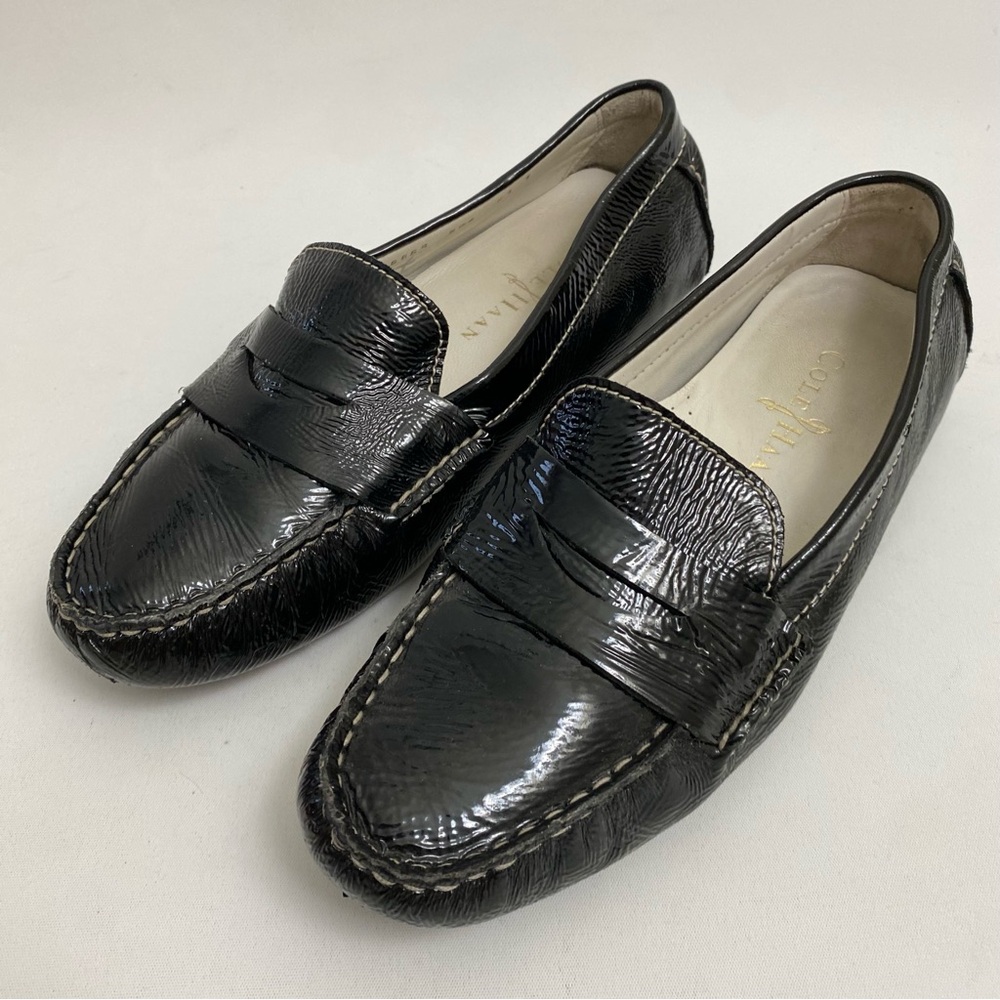 Cole Haan Black Patent Leather Loafers Driving Shoes 5.5 B Women’s Slip On Flat